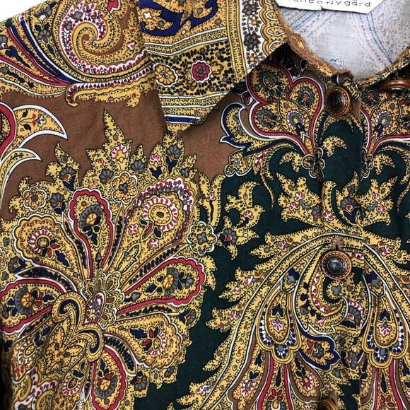 Vintage Multi Colour Paisley Print Button Down - Picture 4 of 10